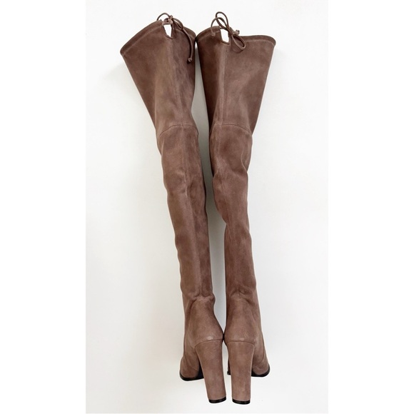 Stuart Weitzman Highland Over Knee Suede Boots Tall Taupe Classic Tan Brown US 9 - Picture 7 of 14